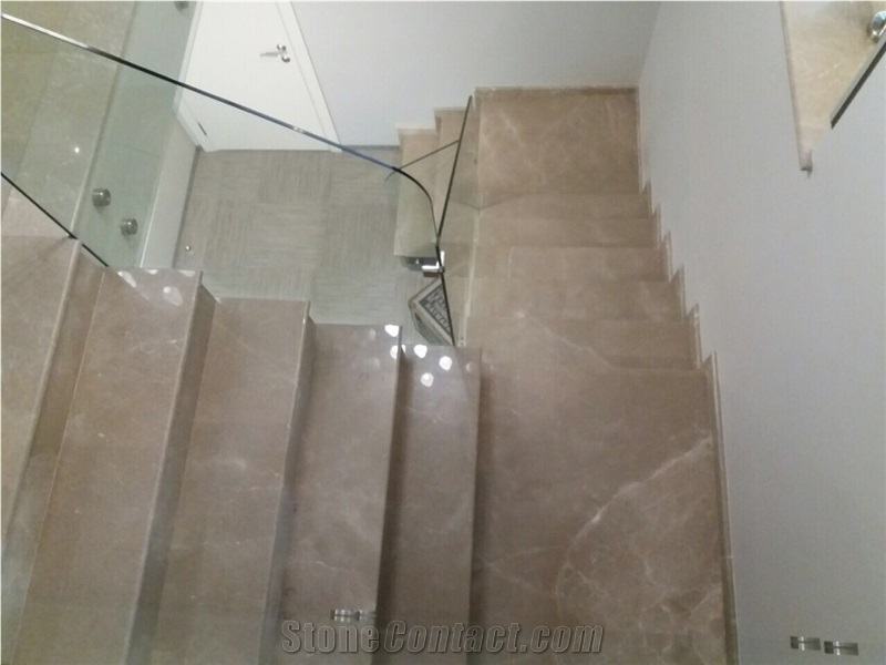 Sebastian Grey Marble Staircase, Steps, Risers