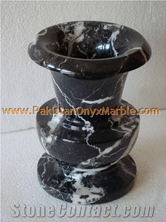 Black Zebra Marble Flower Vases