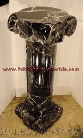 Black Zebra Marble Pedestals Collection