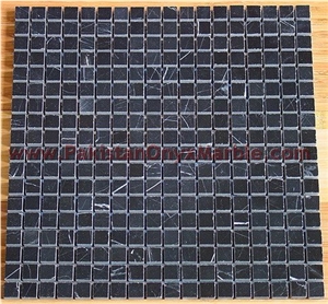 Jet Black Marble Mosaic Tiles