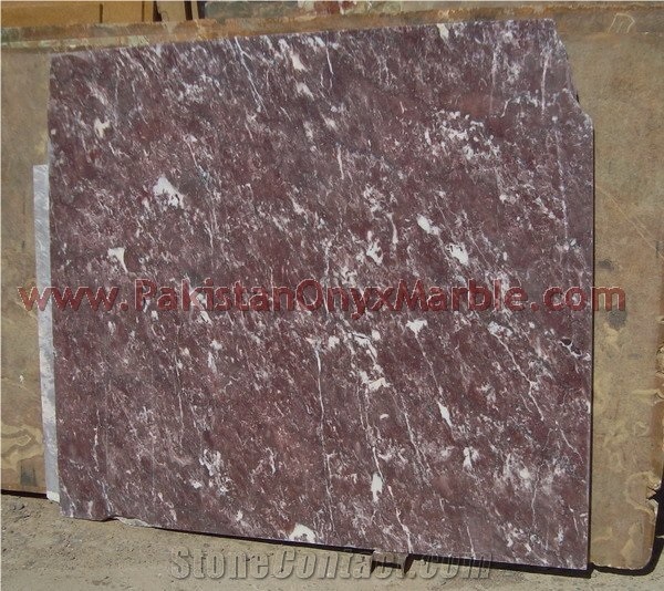 Red and White Marble Slabs