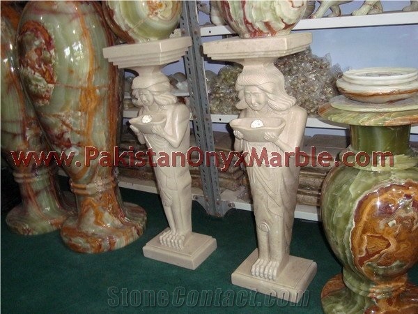 Verona Beige Marble Pedestals Collection