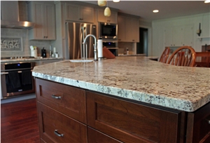 Delicatus White Granite Honed Eased Edge Kitchen Perimeter and Island Top