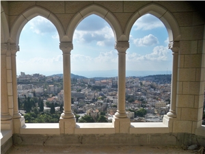 Columns, Arches with Jarusalem Stone Privet House in Nazareth Illit