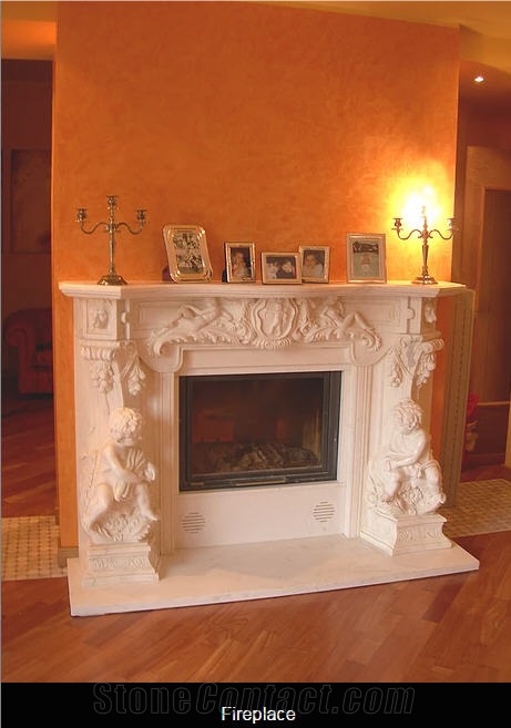 Handcarved Limestone Fireplace Decorating