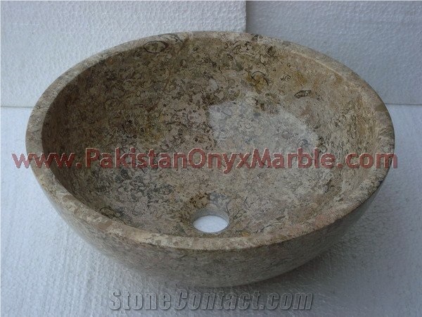 Cheap Customized Size Fossil Marble Sinks and Basins