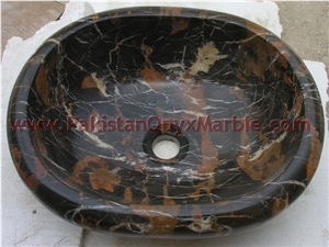 Decorative Onyx Black and Gold (Michaelangelo) Sinks and Basins