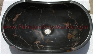 Decorative Onyx Black and Gold (Michaelangelo) Sinks and Basins