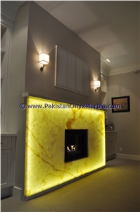 Factory Made Backlit Onyx Fireplaces