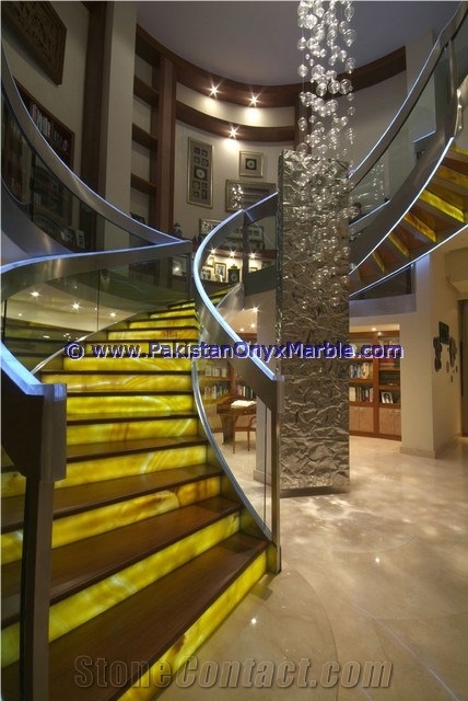 Factory Made Onyx Stair Steps, Onyx Treads and Risers Collection