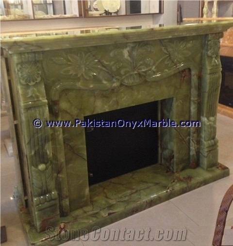 Hot Sale Popular Dark Green Onyx Fireplaces