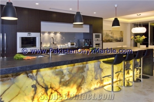 Modern Design Backlit Onyx Kitchen Countertops