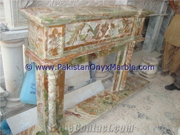 Natural Stone Multi Green Onyx Fireplaces