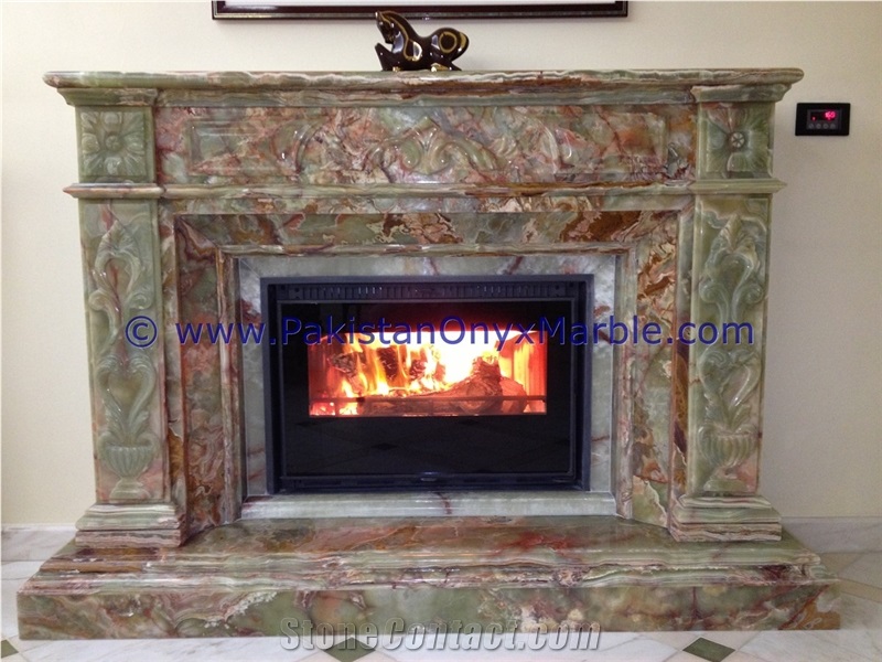New Products Superior Quality Multi Green Onyx Fireplaces