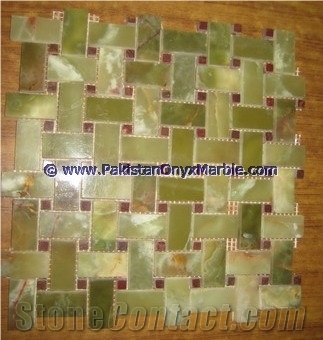 Pakistan Standard Dark Green Onyx Mosaic Tiles Collection