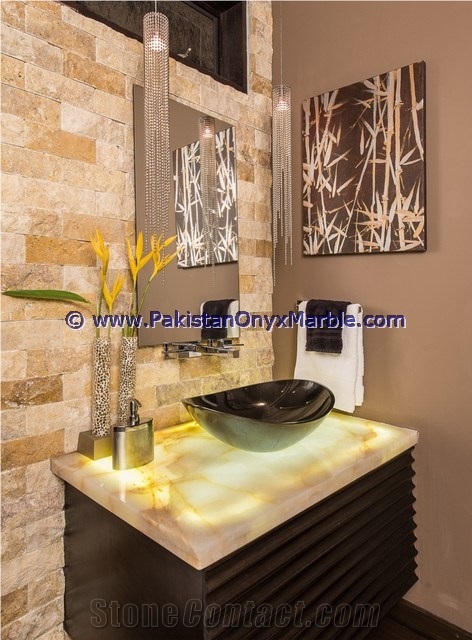 Professional Design Polished Onyx Bathroom Countertops