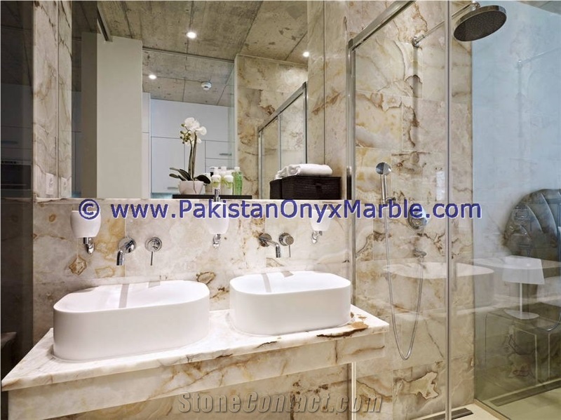 Professional Design Polished Onyx Bathroom Countertops