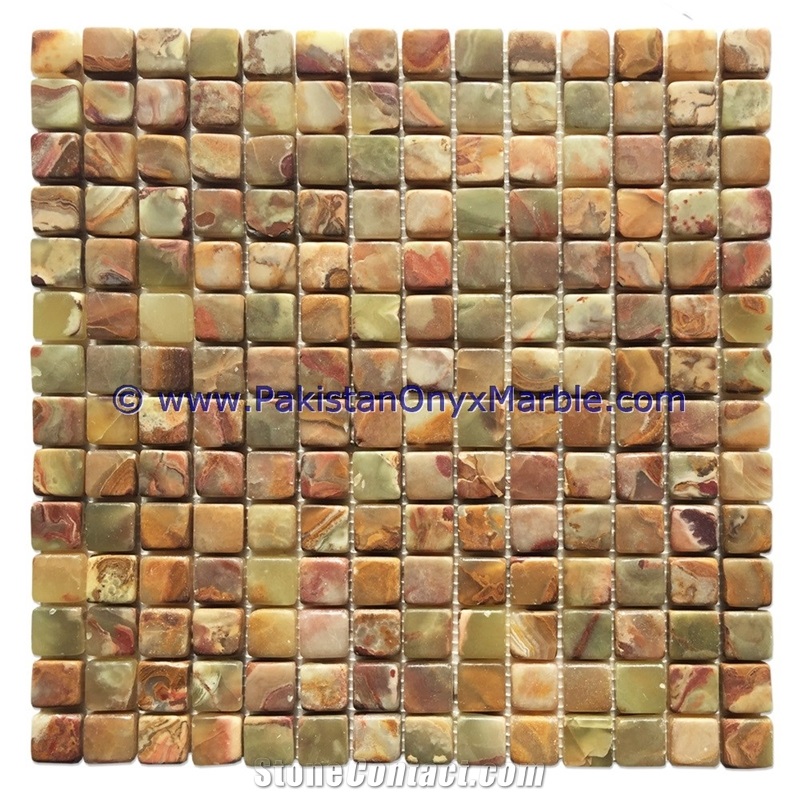 Professional Factory Made Multi Green Onyx Mosaic Tiles Collections