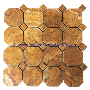 Stylish Brown Golden Onyx Mosaic Tiles Collections