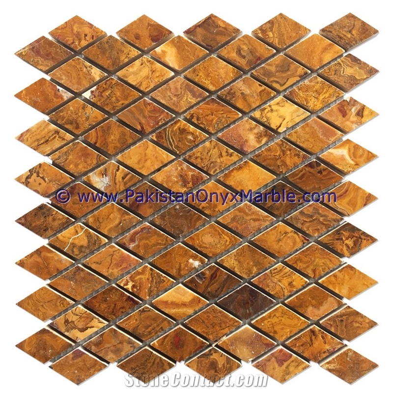 Unique Design Brown Golden Onyx Mosaic Tiles Collections