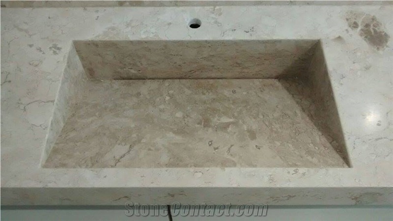 Beige Bahia Bathroom Top with Solid Carved Sink