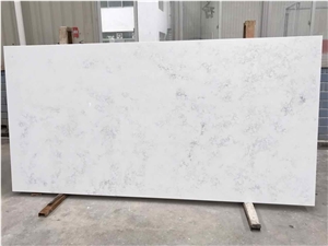 Bianco Carrara Marble Look Quartz Stone Slab (Big Pattern) for Kitchen and Vanity, Quartz Carrara