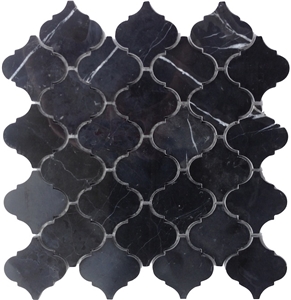 Black Natural Stone Tiles Nero Marquina Arabesque/Lantern Design Mosaics