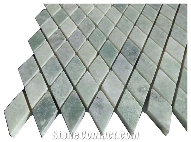 Diamond Design Green Marble Mosaic Tiles for Bathroom Wall