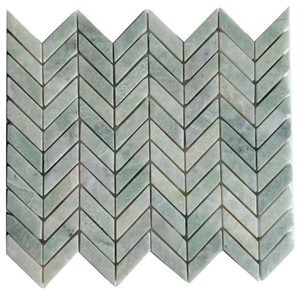 Green Stone Tile Herringbone Mosaic Ming Green Natural Marble Tiles