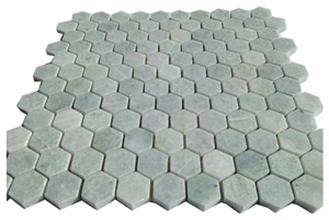 Green Stone Tile Marble Mosaic Hexagonal Shape 1" Tiles