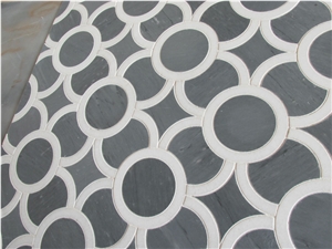 Italy Grey and Thassos White Marble Mosaic Tiles Round Pattern Tiles