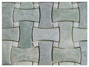 Ming Green Dog Bone White Marble Mosaic for Floor Tiles