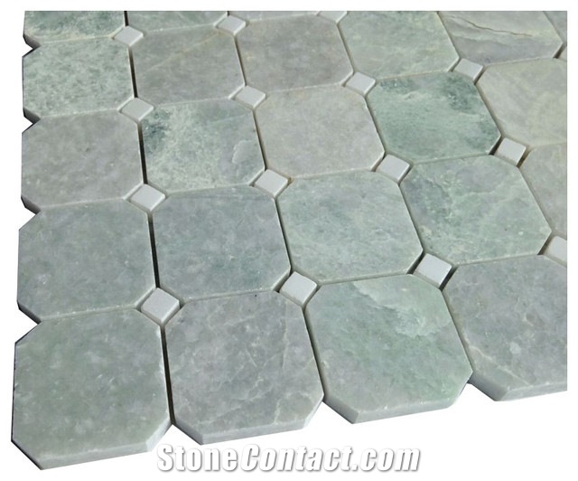 Ming Green Stone Tile Octagon Mosaic 2 Inch Floor Tiles