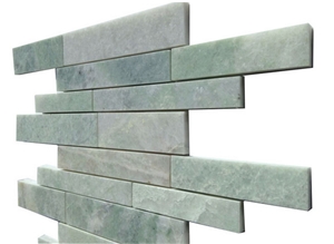Natural Stone Tile Ming Green Mosaic Random Strips Design for Bathroom Wall/Floor
