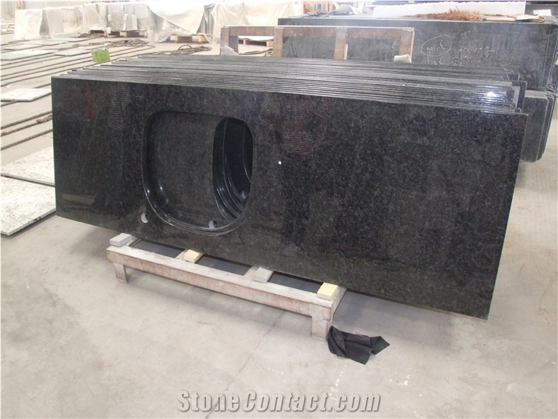 Angola Black Granite Polished Countertops China