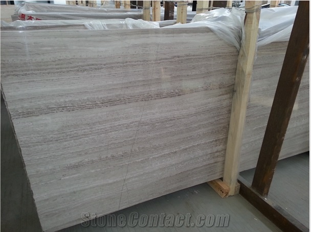 White Wood Grain Polished Half Slabs Of China