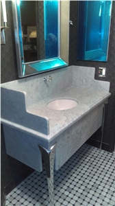 Carrara White Marble Commercial Bathroom Vanity Top, Custom Design
