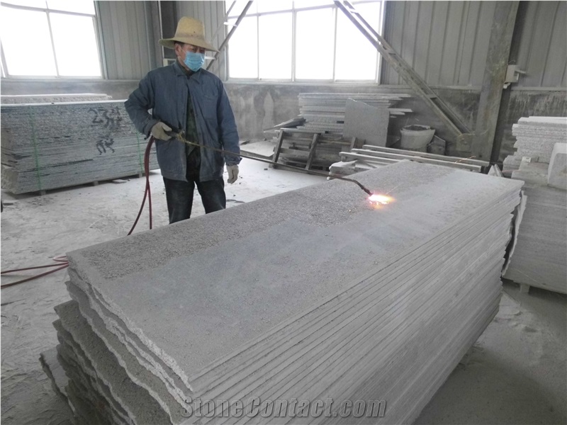 Grey White G735 Granite Flamed ,China Best Price Granite, Huge Quantity ,Wooden Bundle Package