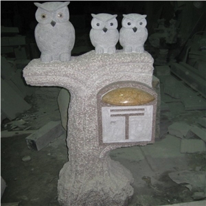 Granite Stone Mailbox, Letter Boxes Carved with Owls