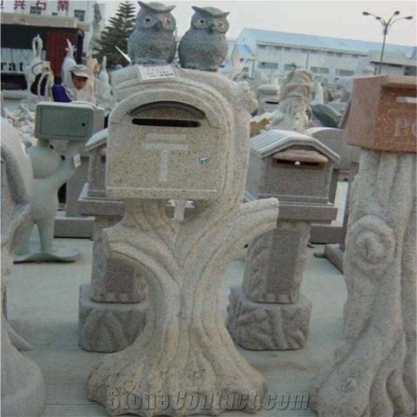 Granite Stone Mailbox, Letter Boxes Carved with Owls