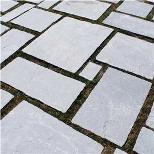 Hand Cut Kavalas Slate Floor Tiles, Greece Grey Slate