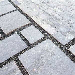 Hand Cut Kavalas Slate Floor Tiles, Greece Grey Slate