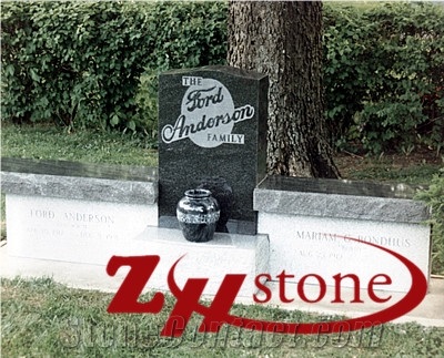 Good Quality Cheap Price Fan Design Jet Black/ Absolute Black/ Shanxi Black Granite Tombstone Design/ Western Style Monuments/ Upright Monuments/ Headstone/ Monumen Design
