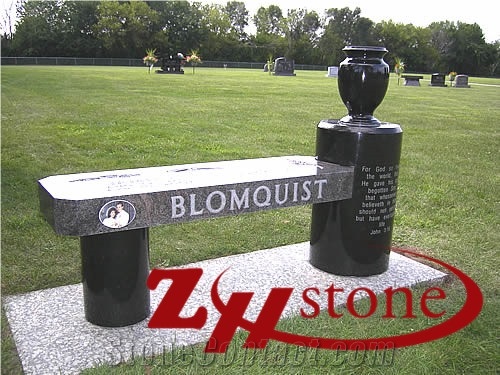 Good Quality Cirtle Black with Double Bench G603/ Shanxi Black Granite Double Monuments/ Monument Design/ Cemetery Tombstones/ Gravestone/ Custom Monuments