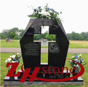Good Quality Cirtle Black with Double Bench G603/ Shanxi Black Granite Double Monuments/ Monument Design/ Cemetery Tombstones/ Gravestone/ Custom Monuments