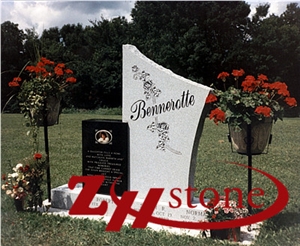 Good Quality Polished Round Top Double Size Vizag Blue/ Bahama Blue/ Jet Black/ Absolute Black/ Tombstone Design/ Western Style Monuments/ Double Monuments/ Upright Monuments/ Headstones