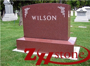 Good Quality Polished Traditional Serp Top Indian Red/ Imperial Red Granite Tombstone Design/ Western Style Monuments/ Upright Monuments/ Headstones/ Monument Design