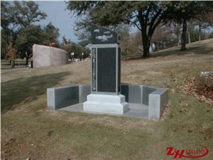 Hand Craft Oval Top Sesame White/ G603/ Georgia Gray Granite Tombstone Design/ Western Style Monuments/ Upright Monuments/ Headstones/ Monument Design
