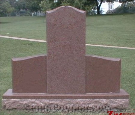 Own Factory Polished French Curve Top Design Indian Red/ Imperial Red Granite Tombstone Design/ Western Style Monuments/ Headstones/ Family Monuments/ Cemetery Tombstones