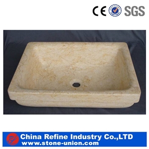 China Beige Marble Stone Bathroom Vessel Sink &Kitchen Sinks& Natural Square Marble Sinks&Natural Stone Sink Suppliers&Cheap Square Wash Basins